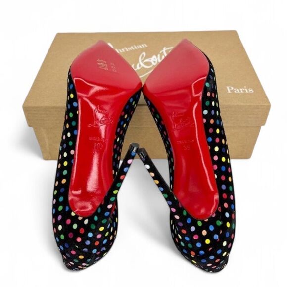 NWT CHRISTIAN LOUBOUTIN Hot Chick Black Scalloped Polka Dot Stiletto Pum… - Picture 12 of 13